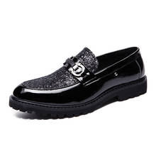 2019 spring and autumn authentic top simple classic high quality comfortable glitter shoes men  loafers black height increasing 2024 - buy cheap