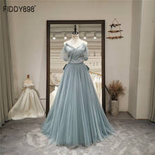 Vestidos de noite elegantes azuis 2021, vestido longo de baile com laço, fora do ombro, vestido formal de festa de casamento para mulheres, suknia wiecowa 2024 - compre barato