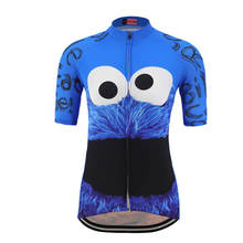 Summer Women Cartoon Eat Cookie Cycling Jersey Funny Blue Big Eyes Bicycle Clothes Road Racing Bike Clothing Mountain Jersey 2024 - buy cheap