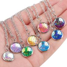 2020 New Geometric Round Stainless Steel Pendant Necklaces Creative Colorful Mermaid Scale Necklace for Women Fashion Jewelry 2024 - buy cheap