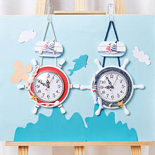 Relógio de parede estilo mediterrâneo, relógio de mesa com âncora de madeira, decoração náutica para quarto e sala de estar 2024 - compre barato