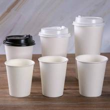 Vasos de papel blanco con tapa para el hogar y la Oficina, vasos desechables para café, leche, té, accesorios para beber, suministros para fiestas, 100 unids/paquete 2024 - compra barato
