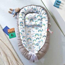 Cama para bebê com travesseiro, 85x50cm, portátil, para recém-nascidos, viagem, infantil, algodão, amortecedor, berço para bebês 2024 - compre barato
