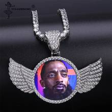 Gold Custom Made Photo With wings Medallions Necklace & Pendant 3mm Tennis Chain Cubic Zircon Men's Necklaces Hip Hop Jewelry 2024 - buy cheap