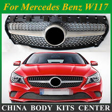 Front Grill Diamond Grille For CLA Class Mercedes Benz W117 Cla180 Cla 200 Cla260 Cla300 2013 2014 2015+ Silver ABS Material 2024 - buy cheap