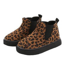 Zapatos casuales con estampado de leopardo para niños y niñas, botas cálidas de invierno, botas cortas de moda, zapatos planos suaves y cómodos 2024 - compra barato