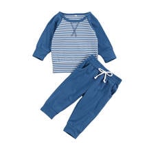 Pudcoco 2020 Newborn Baby Autumn Two Piece Suit Long Sleeve Striped Top+Pockets Pants Infant Boys Girls Spring Clothes Set 0-24M 2024 - buy cheap