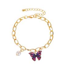 MIQIAO Color Butterfly Anime Wrist Chain Arm Band Link Bracelet for Women Girls Friends Gift Pulseras Fashion Jewellery Boho 2024 - buy cheap