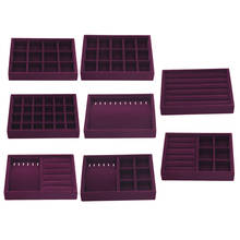 Элегантный фиолетовый бархатный Штабелируемый чехол-подставка для ювелирных изделий, органайзер, коробка для показа сережек, витрина для магазина, кольцо для хранения пальцев 2024 - купить недорого
