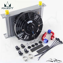 Enfriador de aceite de motor de 25 filas Universal AN10 con accesorios + Kit de ventilador eléctrico de 7 "SL 2024 - compra barato