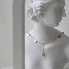 Ожерелье MODAGIRL из нержавеющей стали с кисточкой и диском, маленький чокер с золотой монеткой, украшения для шеи для женщин, повседневные аксессуары 2024 - купить недорого