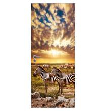 Zebra porta adesivos 3d papel de parede quarto sala de estar porta cartaz mural pvc auto-adesivo à prova dwaterproof água decoração da sua casa decalques 2024 - compre barato