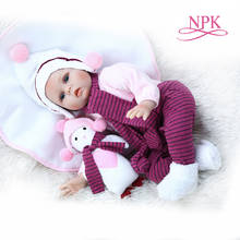 NPK-Muñeca realista de bebé recién nacido, juguete de bebé recién nacido de 55CM con pelo enraizado a mano, cuerpo ponderado suave, regalo de cumpleaños 2024 - compra barato