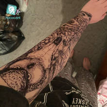 Большой 15,8x4,8 см полный рукав временная татуировка стикер Голова Совы дизайн водонепроницаемый тату боди-арт наклейка для мужчин 2024 - купить недорого