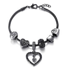 Octbyna-pulsera con colgante de corazón de amor para mujer, brazalete de cristal negro de alta calidad, joyería de marca, envío directo 2024 - compra barato