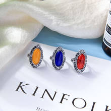 Anel de dedo clássico feminino balancarrego, pedra de imitação delicada em resina vermelha, amarela e azul, joia da moda para mulheres 2024 - compre barato