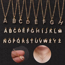 Cubic Zirconia Alphabet Pendants Gold Silver Color Copper Mini A-Z Letter Pendant Necklace Shining 26 Initial Collares Jewelry 2024 - buy cheap