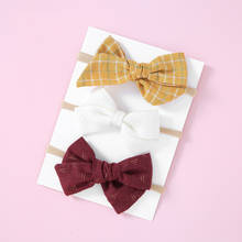 3 pcs/lot, Handtied fabric bow nylon headbands, Baby girls hair accessories 2024 - buy cheap