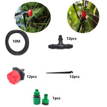 Kit com sistema de irrigação automática por gotejamento, mangueira de jardim com micro irrigação por gotejamento, com gotejadores ajustáveis, 5m a 20m, diy 2024 - compre barato