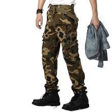 Calças militares do exército, calças cargo camufladas masculinas, calças táticas largas com bolsos, roupas para corrida ao ar livre 2024 - compre barato