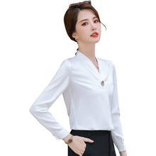 Lenshin High-quality Smooth and Soft Pink Shirt for Women V-neck Blouse Casual Tops Full Sleeve Office Lady Work Wear 2024 - buy cheap