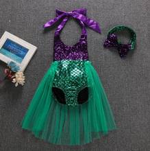 Traje de baño de La Sirenita, disfraz de princesa para Cosplay, vestido de natación para niñas, fantasía de Halloween, Ariel, traje de baño de cola de sirena 2024 - compra barato