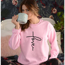 Sudadera Love Cross de algodón puro para mujer, sudaderas cristianas con escritura, Jersey gráfico de talla grande de los 90, jerséis, envío directo 2024 - compra barato