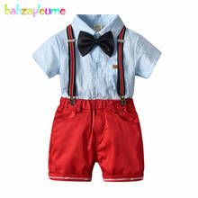 4Piece/Baby Boy Summer Children Clothes Fashion Cotton Gentleman Short Sleeve Shirt+Shorts+Strap+Bow Toddler Clothing Set BC1358 2024 - buy cheap