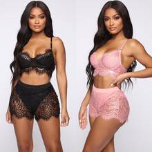 BKLD Mesh Sheer Sexy Two Piece Set Club Outfit Women Spaghetti Strap Crop Top And Shorts Sexy Summer Women Sleepwear Lace Sets 2024 - buy cheap