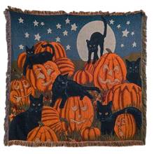 Knitted Blanket Halloween Pumpkin Cat Sofa Dust Cover Towel Throw On Bed Couch Chair Decor Hanging Tapestry 130*160 Home Textile 2024 - buy cheap