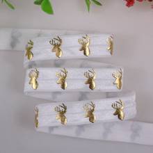 New design  5/8" gold foil deer printed foe elastic white 100yards/lot free shipping 2024 - buy cheap