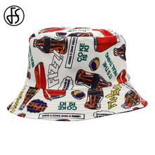 Sombrero de playa para hombre y mujer, gorra de pescador con estampado de grafiti de algodón rojo y azul, estilo Hip Hop, ropa de calle, Bob 2024 - compra barato