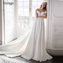 Verngo Off the Shoulder A Line Wedding Dress Satin Short Sleeves Wedding Gowns Princess Bridal Gown Simple Eleagant Gelinlik 2024 - buy cheap