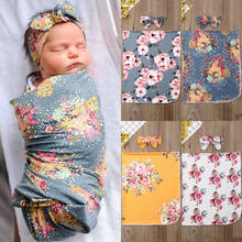 Cobertor envoltório macio de musselina para bebê, lençol envolvente para recém-nascido floral, toalha de enrolar 96*76cm no ru 2024 - compre barato