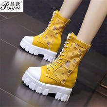 New Fashion Female   Platform Boots INS Hot High Top Ankle Boots Women High Height Increasing Shoes Woman 2024 - buy cheap