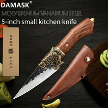 Damask 7Cr17 Molybdenum Vanadium Steel Kitchen Knife 5 Inch Forged Chopper Pointed Blade Chopping Knife Chef Knives Meat Slicer 2024 - buy cheap