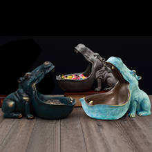 LLavero de hipopótamo de boca grande, soporte de joyería de resina para el hogar, figurita de hipopótamo, frutos secos, aperitivos, contenedor organizador con forma de Animal 2024 - compra barato