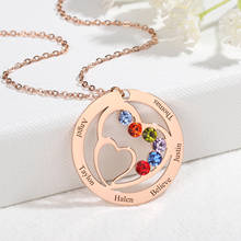 Custom Engraved Name Pendant For Family Personalized Birthstone Name Necklace Round Stainless steel Jewelry Heart Collares Gifts 2024 - buy cheap