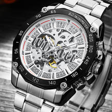 Relógio winner masculino, relógio esportivo militar de luxo, aço mecânico automático 2024 - compre barato