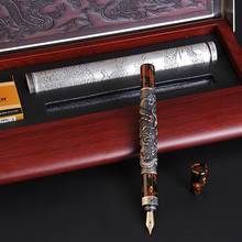 Fuliwen Ancient 14K Fountain Pen Celluloid Cap Oriental Dragon Medium Point 0.7mm & Wooden Gift Box Ideal For Collection 2024 - buy cheap