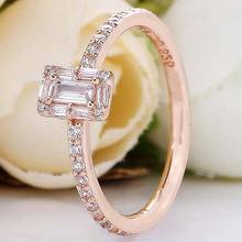 Original rosa luminosa gelo com anéis de cristal para mulher 925 prata esterlina anel festa de casamento presente pandora jóias 2024 - compre barato