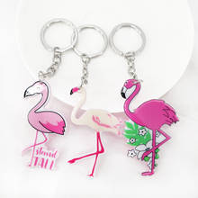 New tide brand acrylic flamingo keychain pendant DIY tag bag car key accessories 2024 - buy cheap