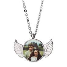 Handmade Sublimation Blanks Angel Wing Necklaces Custom Photo Blank MDF Printable Round Pendant for Women Jewelry Making 2024 - buy cheap