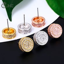 Shining Crystal Round Stud Earrings For Women Men's Cool Party Wedding Fashion Jewelry Gold Silver Color Classic Design Gift 2024 - buy cheap