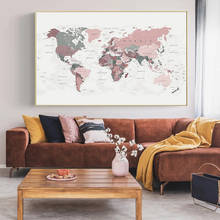 Coral Colorful World Map Canvas Paintings Happy Colors Posters and Prints Cuadros Wall Art Pictures for Living Room Home Decor 2024 - buy cheap