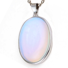 Pingente oval opala banhada a prata, estilo simples exclusivo opala formato oval 100 para joias de aniversário 2024 - compre barato