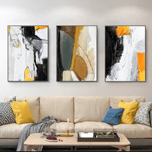 Póster abstracto negro, amarillo y blanco, arte nórdico de pared, impresiones de imágenes, pinturas en lienzo, decoración moderna para sala de estar, decoración del hogar 2024 - compra barato