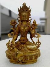 Bronze dourado antigo templo deus antigo bodhisattva bodhisattva tara estátua verde 2024 - compre barato