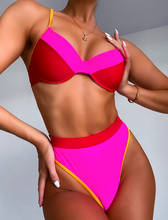 Sexy Spliced Tie Dyed Bathing Suit Women Swimwear Beachwear High Waist Two Piece Swimsuit Push Up Padded Bra Lady Bikinis 2024 - buy cheap