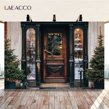 Laeacco Christmas Photography Backgrounds Grunge Shop Window Trees Interior Decor Photo Backgrounds Family Portrait Photocall 2024 - buy cheap